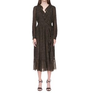 Michael Kors | Savannah Midi Leopard Print Wrap Dress NWT